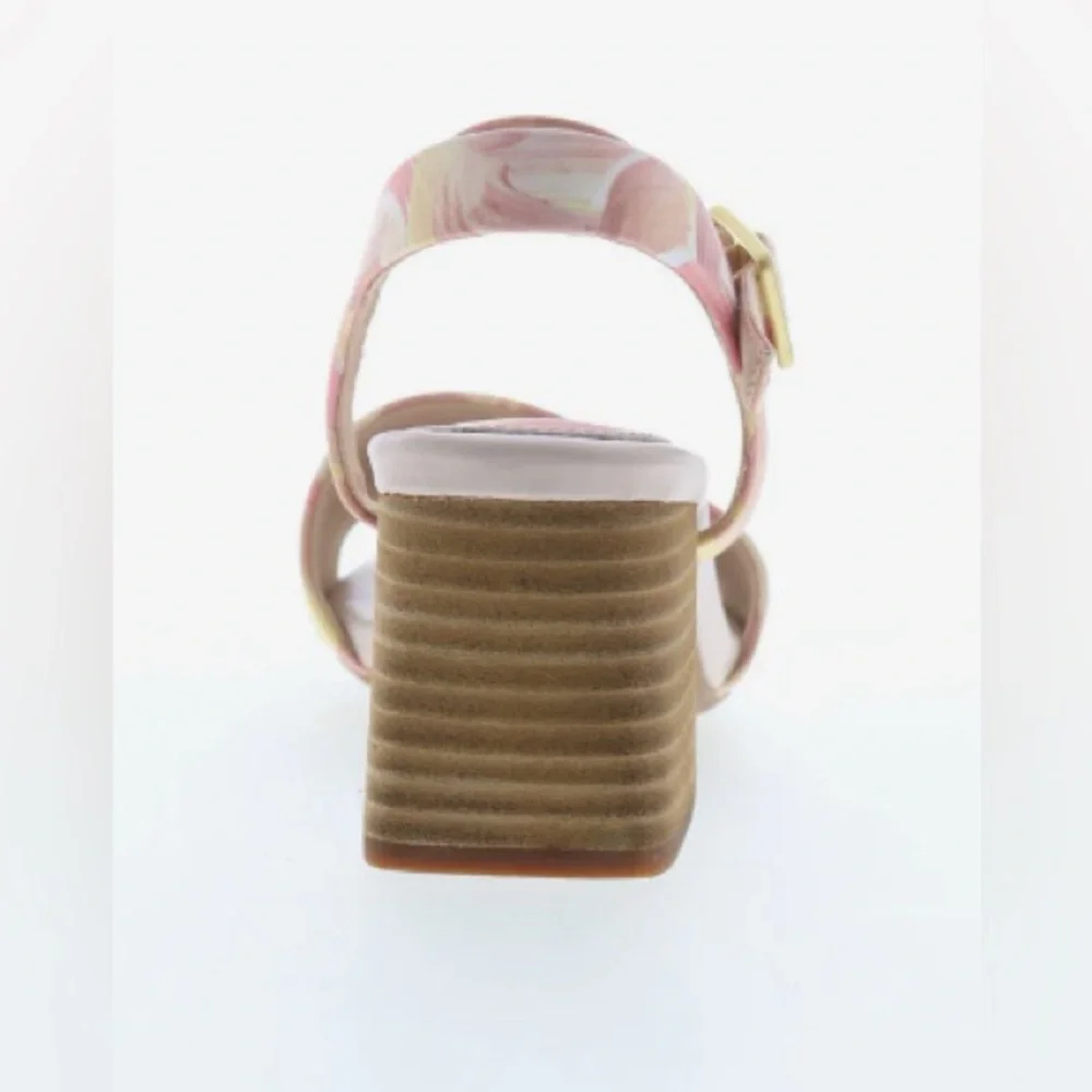 Rockport X Oh Joy! Collaboration Pink Multi Block Heel Sandal: Size 7.5